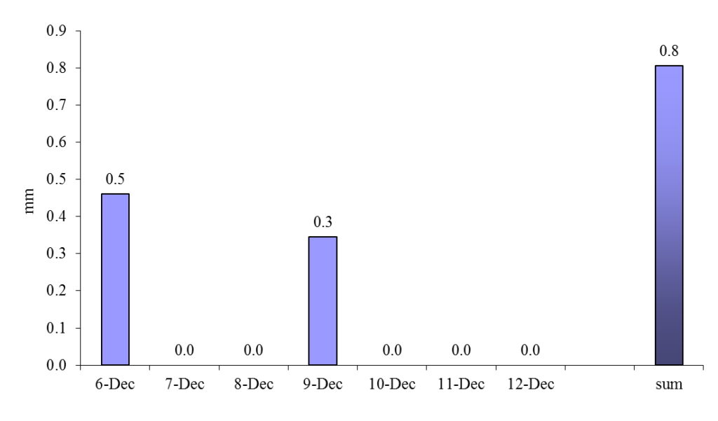 Column Graph for the Precipitations in the 2nd week of December